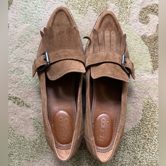 Franco Sarto Brown Fringe Loafers - Picture 2 of 8